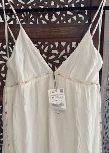 Zara Brand New Lim Edition Cotton Beads Maxi Dress