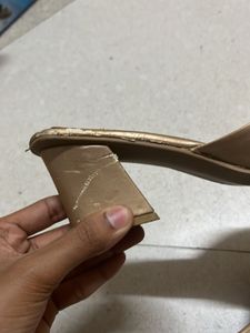 Gold Square Toe Mules