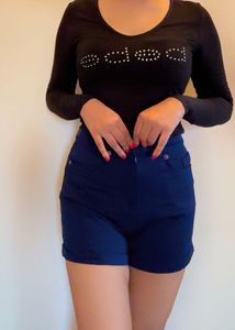 Denim Navy Blue Shorts