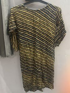 Elegant Tie-Dye Kurti in Yellow &amp; Black