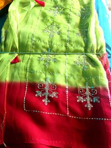 Green pink saree with blouse 44 inch Android