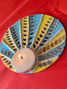 🩵💛 Handmade Lippan Art Diya Holder 🩵💛