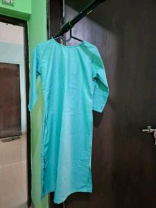 Embroidered Green Cotton Kurta