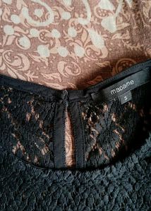 Black Lace Detail Off Shoulder Top