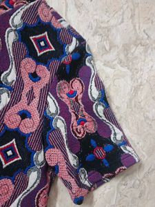 Patterned Mock Neck Top