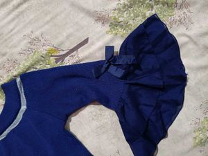 Stylish Blue Bell Sleeve Top