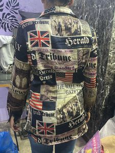 Novelty Newspaper Print Button-Down Shirt