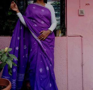 Elegant Purple Saree with readymade blouse bust 36