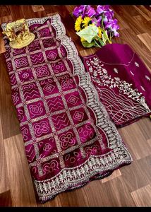 Elegant Maroon Bandhani Saree