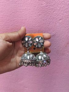 Silver Jhumka Earrings