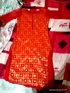 Elegant Red & Gold Kurta