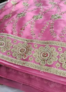 Pink & Gold Sequins Saree
