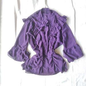 purple ruffle shirt