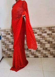 Red Polka Dot Saree