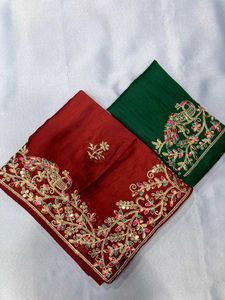 Premium Software Rangoli Silk Fabric Saree Set