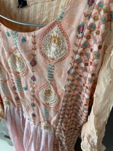 Peach Embroidered Anarkali Dress