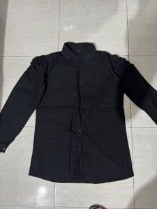 Black Long Sleeve Button-Down Top