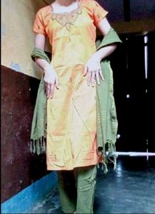 Orange Embroidered Kurta Set