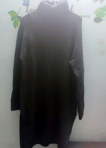 Cozy Charcoal Grey Knit Turtleneck Dress