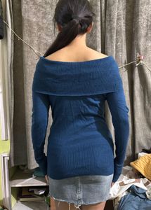 Stylish Blue Off-Shoulder Top