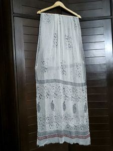 White Floral Printed Kurta With Dupatta