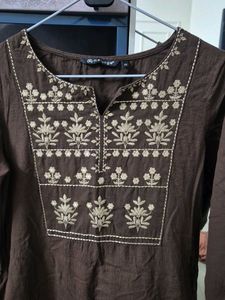 Embroidered Brown Kurta
