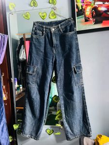 Dark Blue Cargo Denim Jeans
