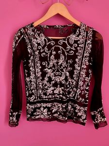 Sheer Party Wear Net Top