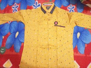 Mustard Colour Shirt With Check Spots