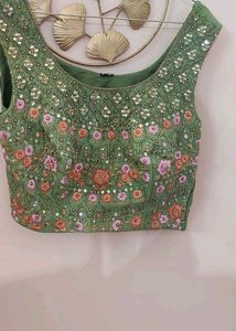 Embroidered Green Blouse