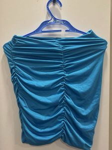 Blue Ruched Crop Top