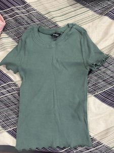 Cute Green Ribbed Tee - new