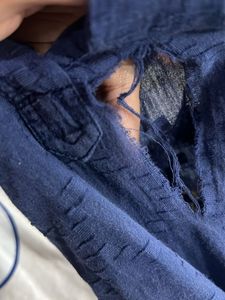 Blue Patterned Button-Down Casual Shirt