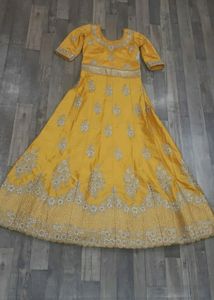 Elegant Yellow Embroidered Anarkali Gown