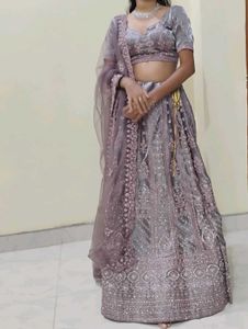 Womens Lavender Colour Lehenga set.
