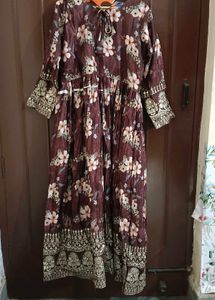 Brown Embellished Anarkali Festive Suit Set