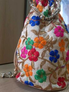 Floral Embroidered Potli Bag