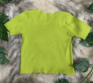 Neon Green Ribbed Crop Top