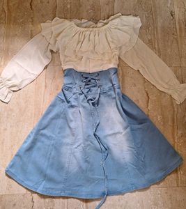 White And Denim Dress