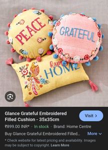 Pink &#39;Grateful&#39; Floral Round Pillow