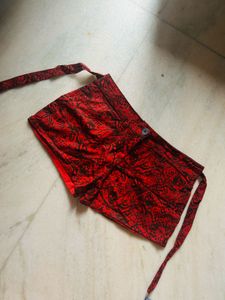 Red & Black Patterned Mini Short