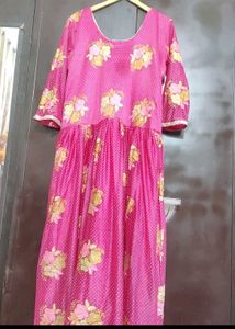 Rose  Color Ethnic Anarkali Gown For 42 Bust