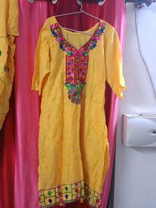 Yellow Embroidered Kurta
