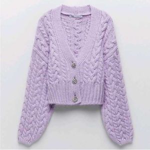 Lilac Cable Knit Cardigan
