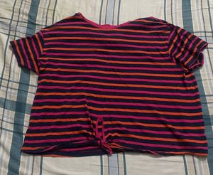 Striped Tie-Front Tee