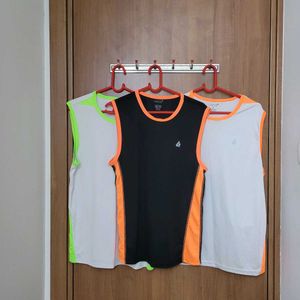 Set Of 3 Sleeveless Gym Tshirts Size XL & L
