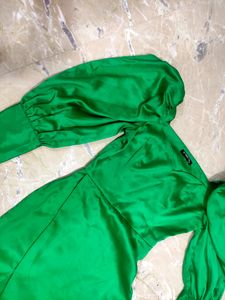 Green Satin Dress. Wore It Just Once. Prettier In Real. Great For Occasions