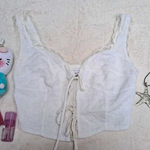 Printerest Coquette Core Cute Lace Top