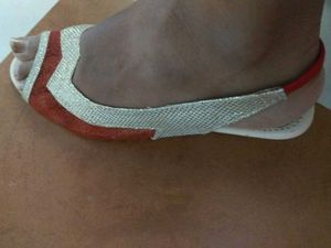 Red &amp; White Slingback Flats