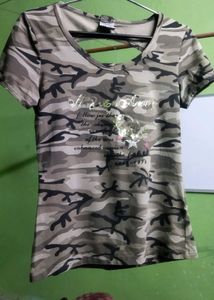 Camo Y2K Print Tee